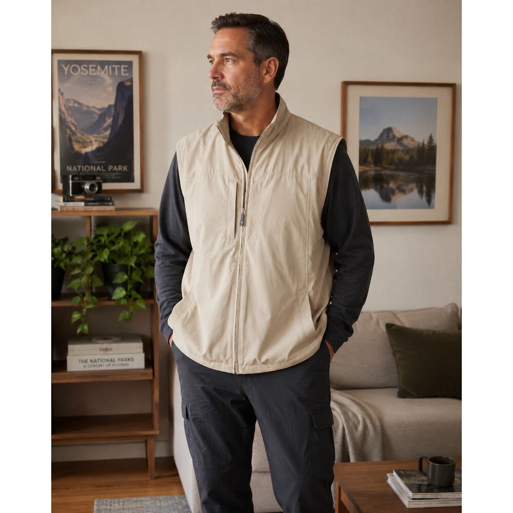 SCOTTeVEST RFID Travel Vest Men’s XXLT Beige TEC Multi Pocket Tech Utility